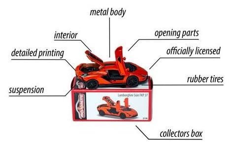 Majorette Deluxe Cars - Lamborghini Sián FKP 37 Orange (ekskluzywna edycja) – model samochodu – dzieci – mężczyźni, chłopcy, dorośli (unisex)