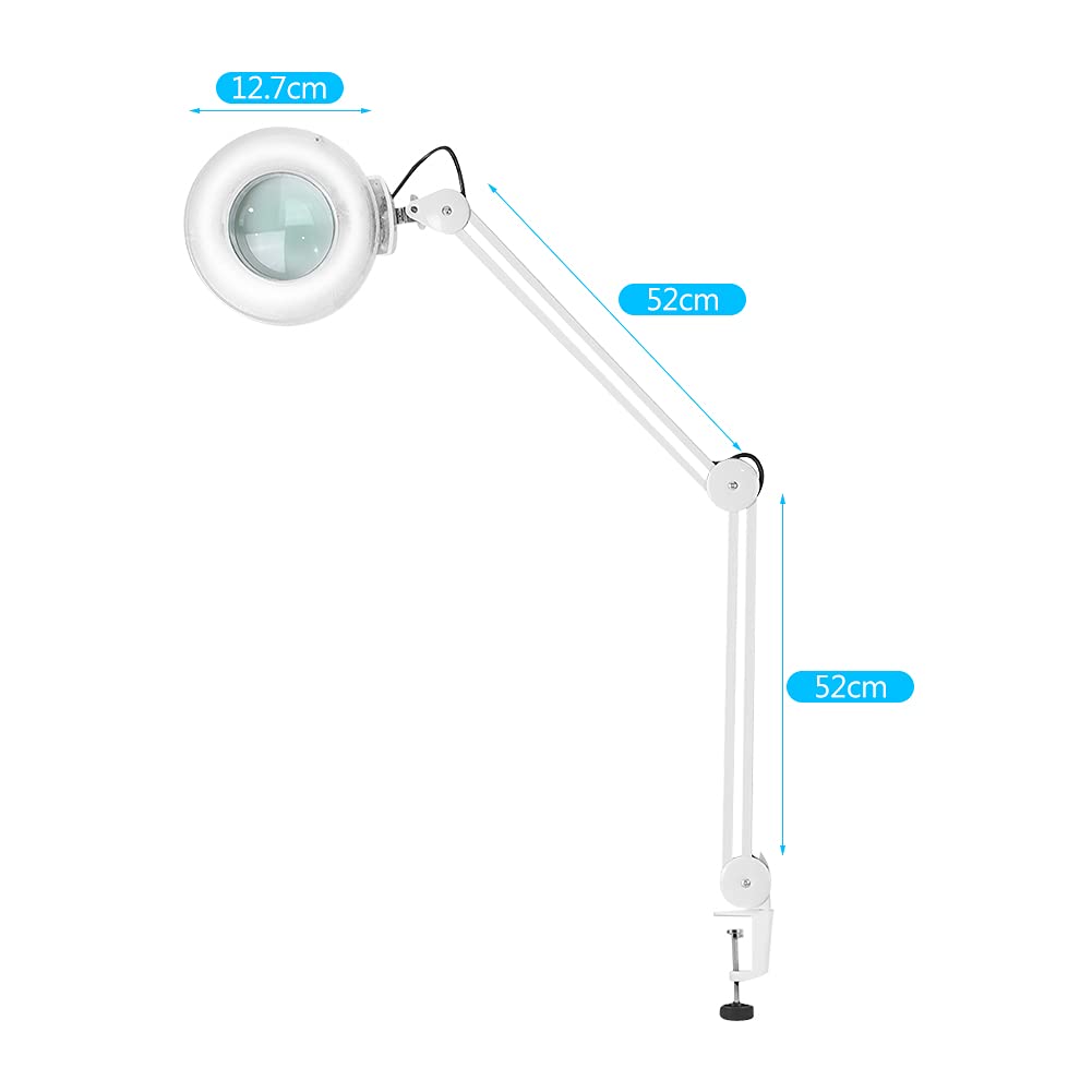 8X Kaltlicht Lupenleuchte Arbeitsplatzlampe Kosmetiklampe Tisch-Lupenlampe Arbeitsleuchte Lupe Vergrösserungslampe Kosmetik 8 Dioptrien Lupe mit Licht mit Klemme Lupenleuchte