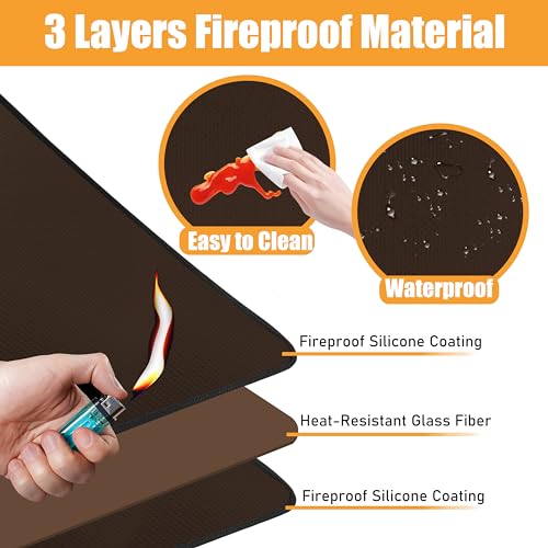 Coffee 15x18 Inch Heat Resistant Mat for Outdoor Grill Table & Blackstone Griddle BBQ, Air Fryer & Indoor Fireplace Protection (0.04 In Thickness)