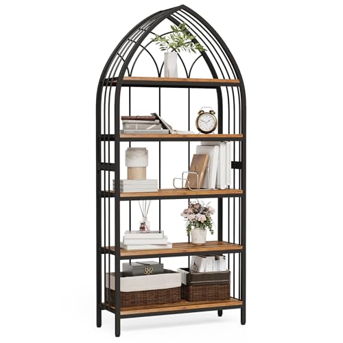 LITTLE TREE 74.8" Tall Bookshelf, 5-Tier Heavy Duty Metal Rack, Large Load-Bearing Capacity, Versatile Shelf for Living Room, Kitchen, Bedroom, Bathroom, Study