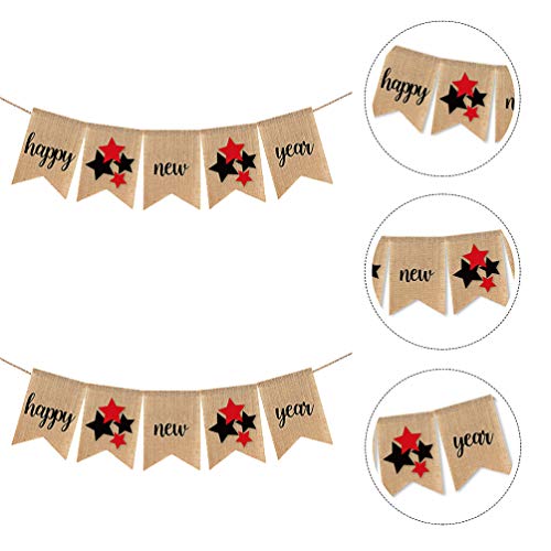 Banner de ano novo Amosfun Happy New Year Banner com design de estrela guirlanda de decoração de fes