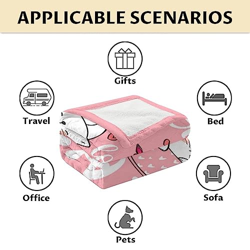 Cat Blanket Gifts - 60"x80" Cute Throw for Girls - Pink Soft Fuzzy Blankets for Bed, Couch & Living Room