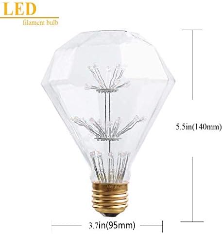 KLED LED Vintage Edison Bulb, D95 3W (30W Equivalent), LED Filament Bulb, 200 Lumen, 2200K (Warm White), Medium Base E26, CRI 85+, UL-Listed (1 Pack) (D95)