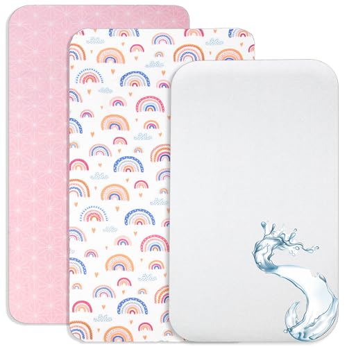 Lovely Hippo Lenzuola con angoli 80x160 cm + 1 coprimaterasso impermeabile - Lenzuola 80x160 3PZ - Compatibile con letto capanna Montessori 80x160cm (Arcobaleno, 80 x 160 cm)