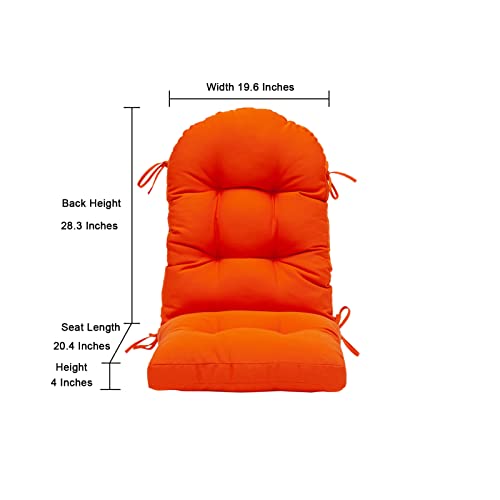 Image of QILLOWAY Outdoor High Back Chair Cushion for Adirondack, All Weather Rocking Chair Cushions Thick Padded Replacement for Patio Furniture,Orange