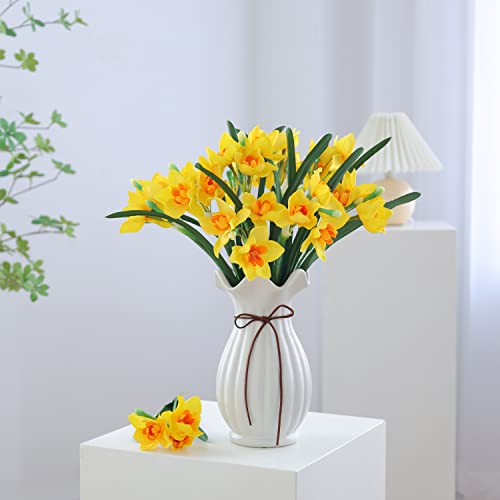 Gdssg 10 Pcs Artificial Daffodils Flowers Narcissus Spring Flower Fake Silk Flower Arrangement For Home Wedding Decor (Yellow,10) #TOP2