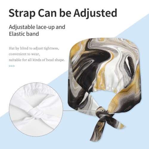 Image of Cute Pug Dog Print Working Cap Scrub Cap with Sweatband,Adjustable Fashion Bandage Tie Back Hat Headwear for Women Men