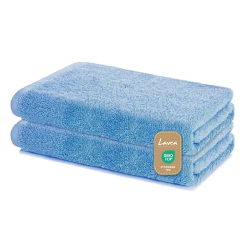 Lavea Set 2 Teli Doccia 60x120 cm - Asciugamani Bagno morbidi e assorbenti - 100% cotone, Oeko-TEX 100 - con Asola - Lavabili a 60°C - per Hotel, Ospiti, Spa, Casa - Blu Delfino Lavea Set 2 Teli Doccia 60x120 cm - Asciugamani Bagno morbidi e assorbenti - 100% cotone, Oeko-TEX 100 - con Asola - Lavabili a 60°C - per Hotel, Ospiti, Spa, Casa - Blu Delfino