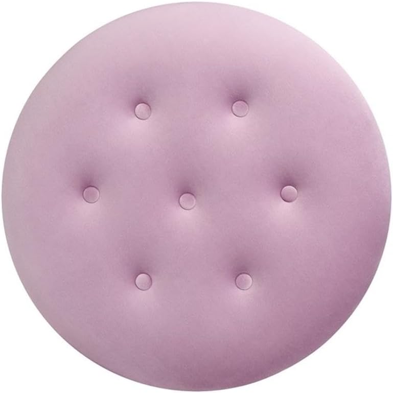 BOWERY HILL 24" Round Upholstered Accent Ottoman, Velvet Lavender Finish, Kiln-Dried Solid Hardwood Frame, Buttoned Seat with Tassel Rope Fringe, Versatile Footrest or Seating for Living Room