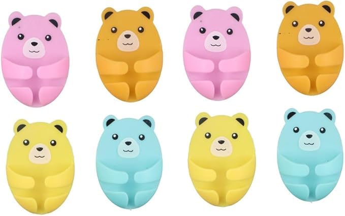 8Pcs Cartoon Punch Free Plug Hook,Cute Bear Shape Self-Adhesive Wall Plug Hook Multi-Function Wall Storage Hook for Plug Socket Home Office Bathroom-image-33