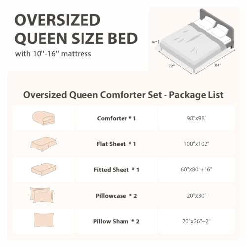 Image of MUXHOMO 7 Pieces Oversized Queen Comforter Set, Seersucker Bed in a Bag Oversized Queen Size, All Season Luxury Bedding Set with Comforter, Flat Sheet, Fitted Sheet, Pillowcases & Shams, Burgundy