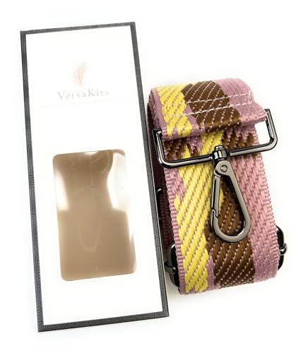 Image of Purse Strap Replacement for Crossbody Bags & Handbags | Premium Webbing with Gunmetal Black Hardware Clip-On Installation Adjustable Length Comfortable Wide Guitar Style Strap