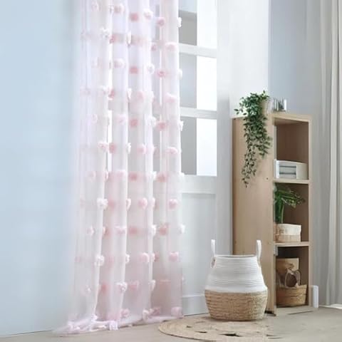 Lovely Casa Voilage Pompons Rose Cover