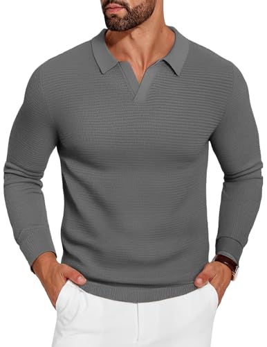 Polo en tricot manches longues homme léger pour bureau et loisirs