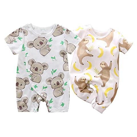 IURNXB 2-Pack Baby Boys Girls Rompers Cute Newborn Toddler Cotton Infant Onesie Cartoon Cute Clothes Cover