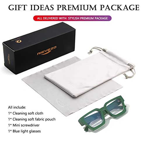 Image of AIEYEZO Square Thick Frame Glasses for Women Men Fashion Blue Light Glasses Trendy Chic Computer Eyeglasses