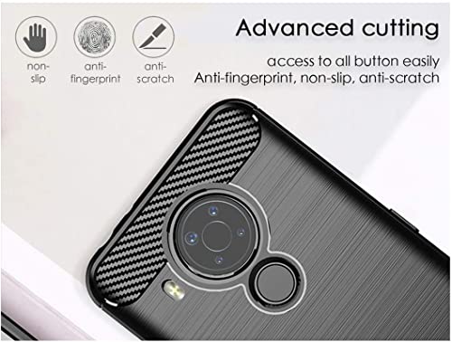 Image of NPRC Hybrid Ultra Slim Protective Case TPU Non-Slip Carbon Fiber Texture Shockproof Case Cover for Nokia 5.4 - Black