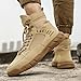 MACEFIL Fashion Leather Hiking Combat Boots for Men Comfortable Industrial Ankle Boots Work Outdoor Shoes (Khaki,5.5)
