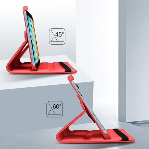 Image of TGK 360 Rotatable Smart Flip Cover for iPad mini 7 Case A17 Pro 2024, iPad mini 7th /6th Generation 8.3 inch (Red)