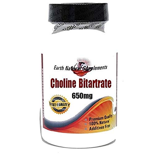 Choline Bitartrate 650mg * 200 Capsules 100% Natural - by EarhNaturalSupplements