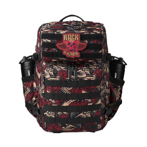 WOLFpak 45L Athletic Gym Backpack (Rock & Reaper) Durable 1000D Waterproof Oxford Material with MOLLE Webbing, Laptop Pocket & Dual Cup Holders, Durable Fitness/Travel/Military Daypack