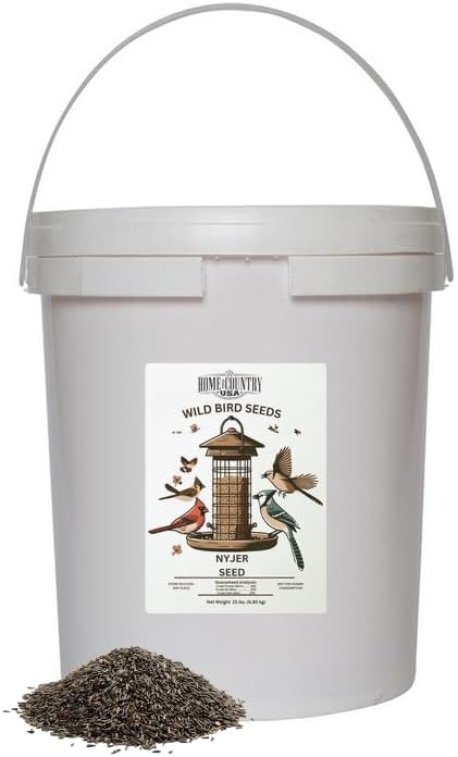 Nyjer Bird Seed 15 lb Pail - High-Energy Food for Finches and Small Songbirds