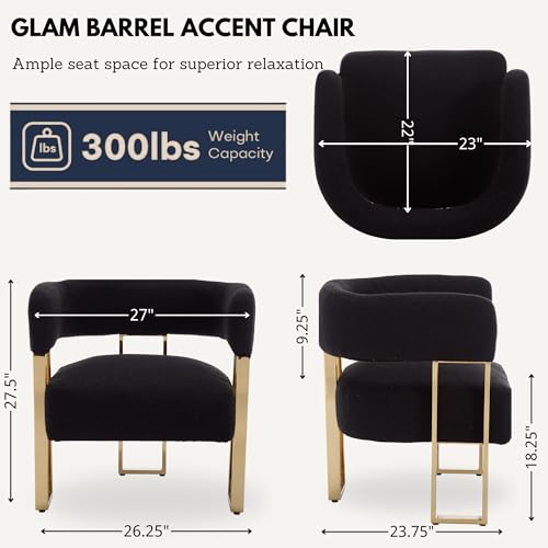Sillón Barrel Moderno Plegable Negro miniatura 2