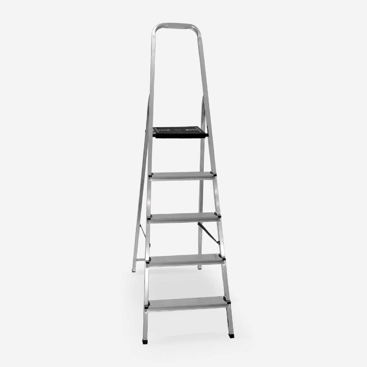 Escalera Plegable de Aluminio, con Barandilla Superior, Pies Antideslizantes, Plataforma de Apoyo, para Uso Doméstico, Peldaños Antideslizantes, Escalera de Tijeras (5 PELDAÑOS)