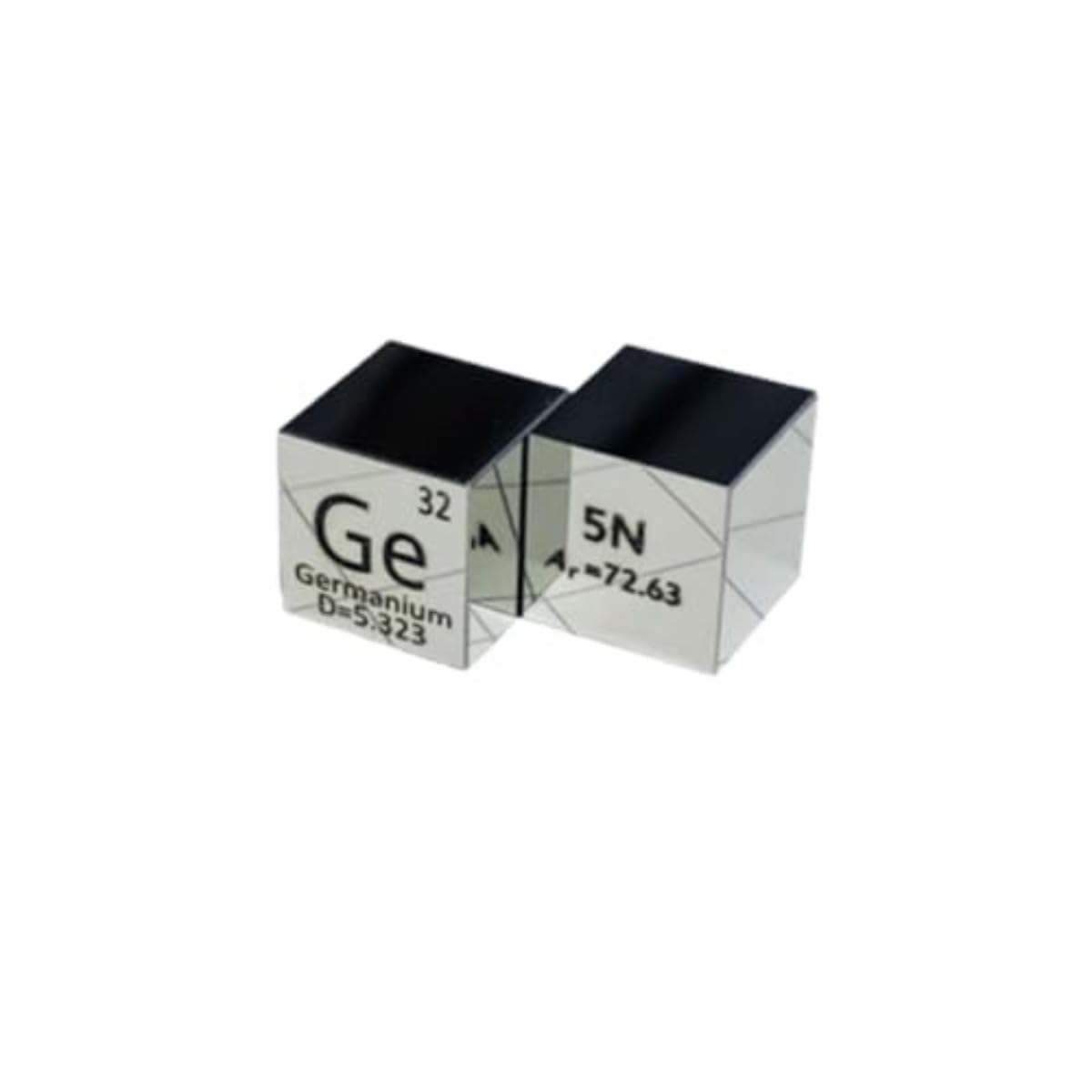 10mm Mirror Pure Germanium Cube Metal 1pc, 99.999% High-Purity Engraving Ge, for Laboratory Experimental Projects, Periodic Table Sample Collection, Scientific and Laboratory Experimental Projects