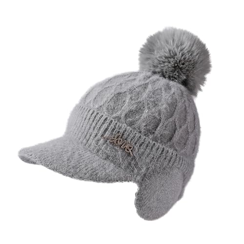 LY4U Cappello da Baseball da Donna Invernale, Berretto da Donna, Cappello Termico alla Moda per Il Freddo, Cappello Regalo di Natale Ideale, Grigio