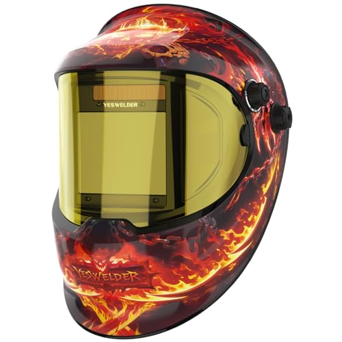 Image of YESWELDER Auto Darkening Welding Helmet with SIDE VIEW, 180° Panoramic View, 1/1/1/1 True Color Solar Powered Welder Hood, Wide Shade 3/5-9/9-13 Welder Mask for TIG MIG ARC CUT and GRIND, LYG-Q800D
