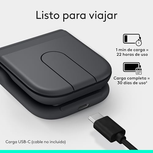 Ratón de viaje Bluetooth de 4000 dpi compatible con Windows, Mac y iPad - Logitech Mobi Fold 5