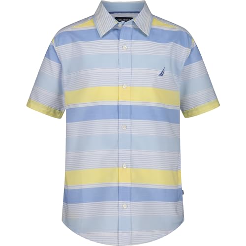 Image of Nautica Boys Short Sleeve Woven Button-Down Shirt. Light Weight & Breathable