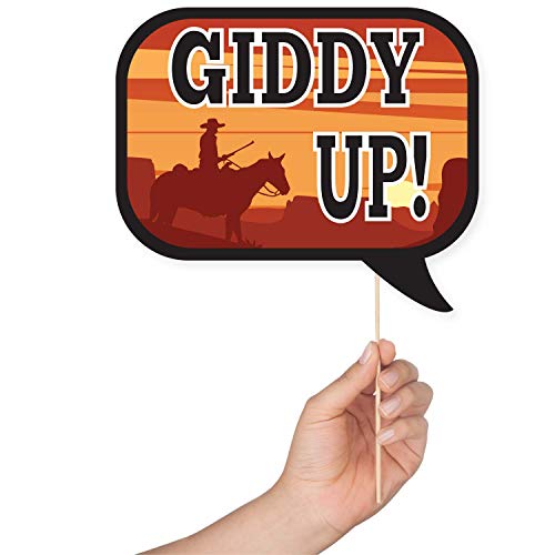 Western Photo Booth Props - 41-Pc Photo Prop Kit With 8 X 10-Inch Sign, 60 Adhesive Pads, 45 Sticks - Photo Booth Props Country Theme - Wild West Photo Props #TOP7
