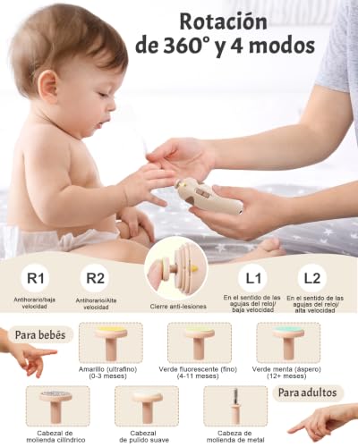 Miniatura 6 de Lictin Kit Higiene Bebé 25 En1,Lima De Uñas Eléctrica Para Bebés Recargable