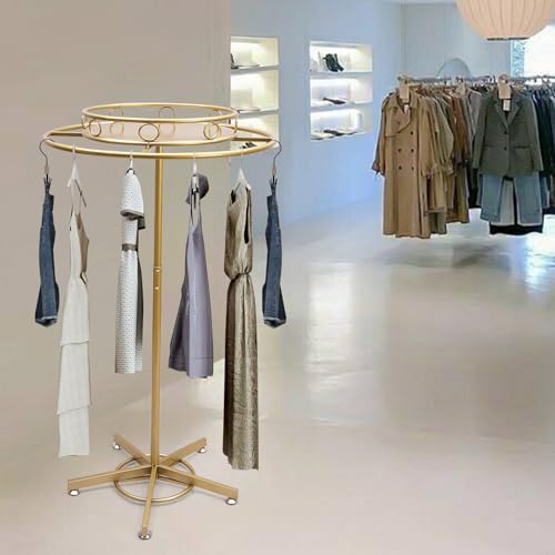 Portant à vêtements en métal rotatif 360 support doré pour chaussures et sacs