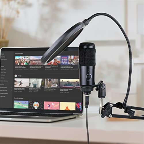 Microphone studio USB condensateur pour ordinateur avec stand et trépied