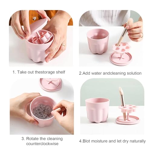 HJIAMA Pinsel Reinigung 2-in-1, Pinsel Reinigungsgerät, Silikon Makeup Pinsel Reiniger, Tragbarer Schrubber, für Reinigen und Trocknen von Pinseln