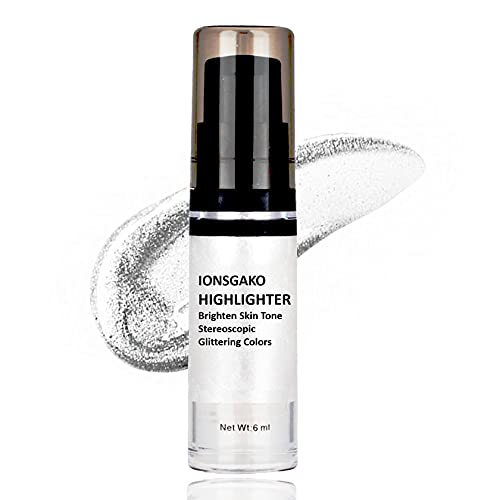 Liquid Highlighter Makeup,Highlighter For Face And Body Makeup Waterproof,Long Lasting Moisturizing Smooth Body Shimmer Glow Liquid Foundation 0.2Fl Oz (Pearl White)