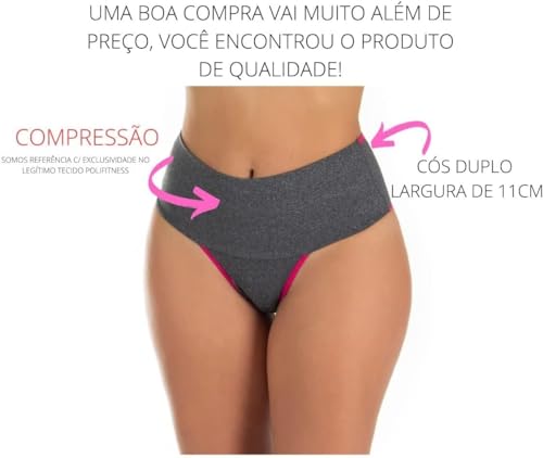 Kit 5 Calcinhas Modeladora Cintura Alta Zero Barriga Fitness Cós Duplo - EL EVA LINGERIE (G, Único)