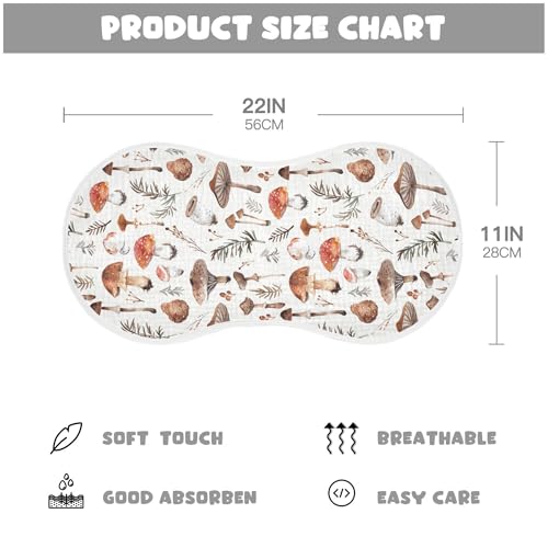 Image of Muslin Baby Burp Cloths Set of 4, Soft Absorbent Simple Wild Mushrooms Muslin Washcloths, Bibs, Face Towel for Newborn Boys Girls, 22 x 11 Inch