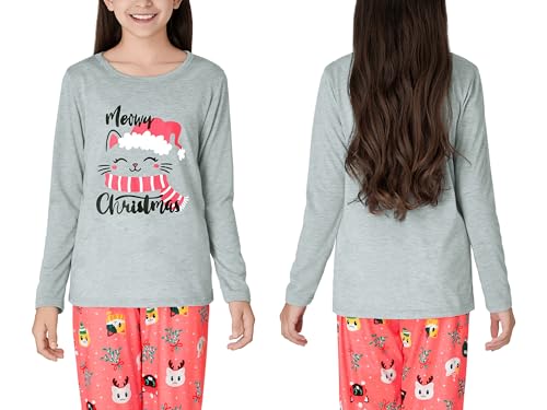Image of Beezizac Girls Pajamas Cute Print Short /Long Sleeve Pants Set Size 6-18