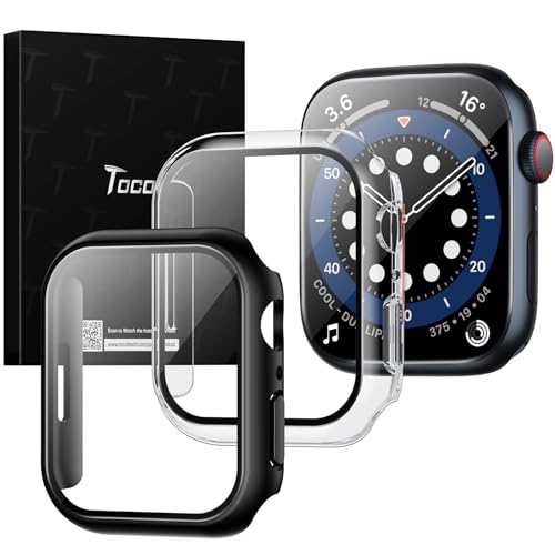 Ya en manzanajugosa.com: TOCOL Funda para Apple Watch Series 9, 8, 7, 45 mm con Protector de Pantalla HD, Sin Burbujas, Resistente a Arañazos para iWatch, Color Negro