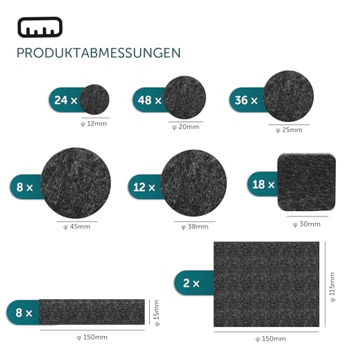 shinfly Filzgleiter 156 - Stuck, Filzgleiter Selbstklebend Schwarz, Filz gleiter für Stühle 3mm Dicke - Möbelgleiter Filz Selbstklebend Mit Idealer Klebkraft für Möbel Boden