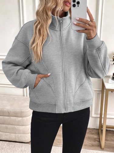 Women's Zip Up Sweatshirts 2026 Y2k Oversized Fleece Collar Jacket - image 2