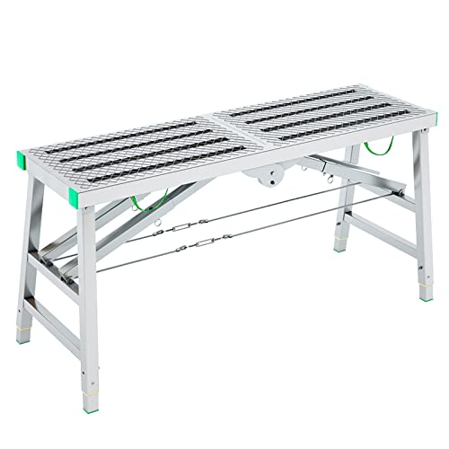 ATHUAH Escalera de plataforma de trabajo multiusos plegable portátil para decorar el hogar, jardín, biblioteca, loft (superficie de pico, 11.81 x 62.99 pulgadas) (cara del agujero 11.81 x 55.12