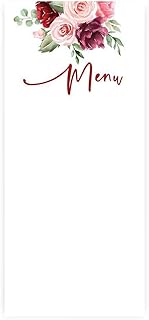 Andaz Press Blush and Burgundy Floral Printable Wedding Paper Menu Cards...