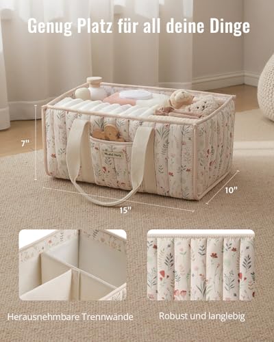 Blissful Diary Wickeltisch-Organizer, Wickelkorb für die Wickelstation, Stilvoller Wickelorganizer für Babybedarf… – Ansicht 3