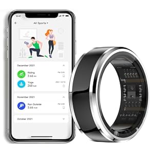 Smart Ring, Fitness Tracker Ring – Bluetooth 5.1, 24/7 Heart Rate Monitor, Pedometer with APP, Sleep, Blood Oxygen, Sport Mode, 5ATM Level Water Proof