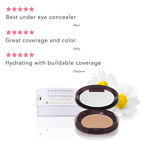 100% Pure Fruit Pigmented Long Last Compact Concealer, Golden Peach, Full Coverage Concealer, Diminish Dark Circles (Medium To Tan With Yellow Undertones) - 0.11Oz #TOP7